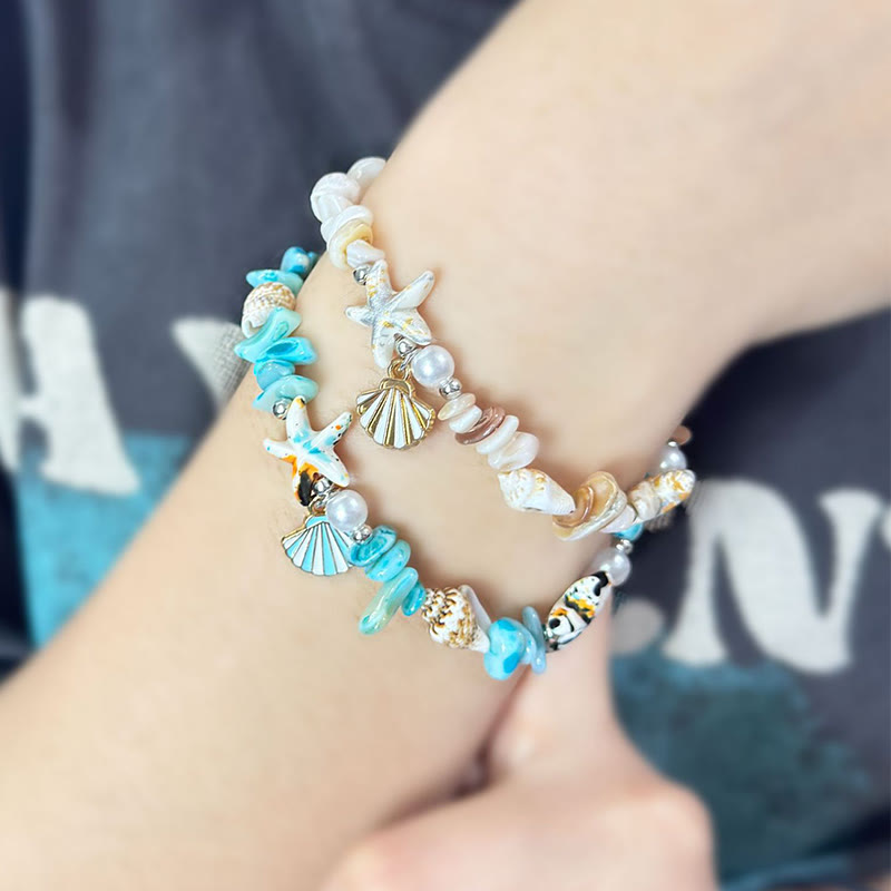 Beach Shell And Starfish Handmade Bracelet - image 1