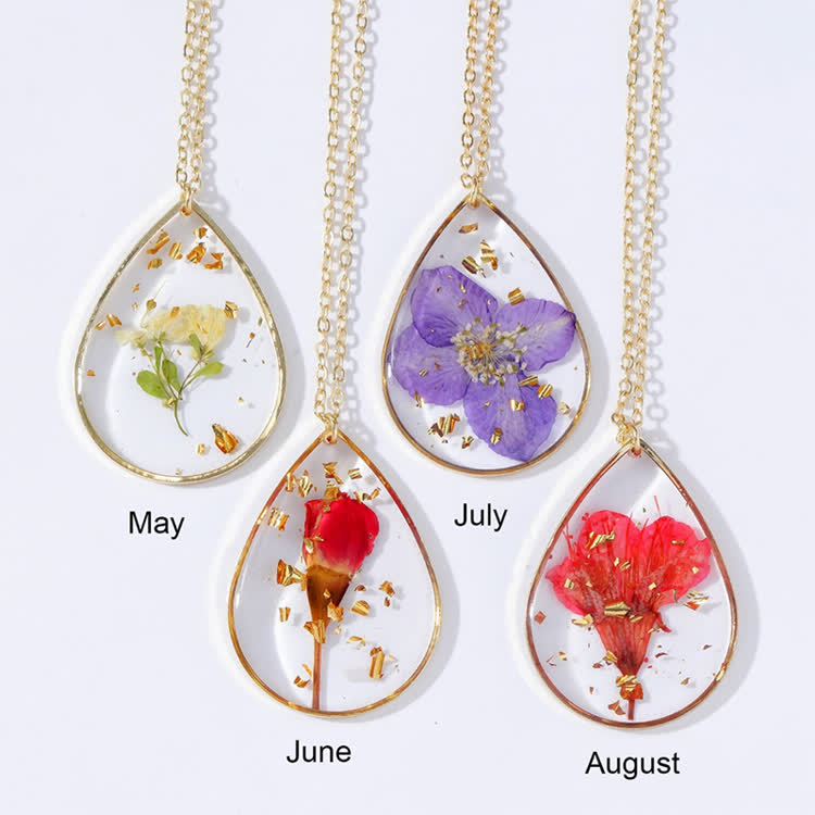 Alzheimer's Forget-me-not Birth Month Flowers Resin Preserved Flower Necklace - image 14