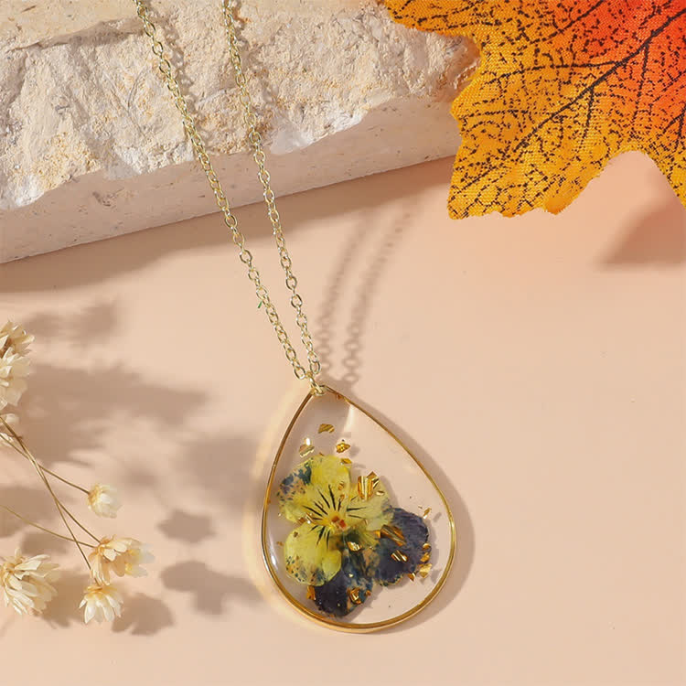 Alzheimer's Forget-me-not Birth Month Flowers Resin Preserved Flower Necklace - 2 - 45cm - image 3
