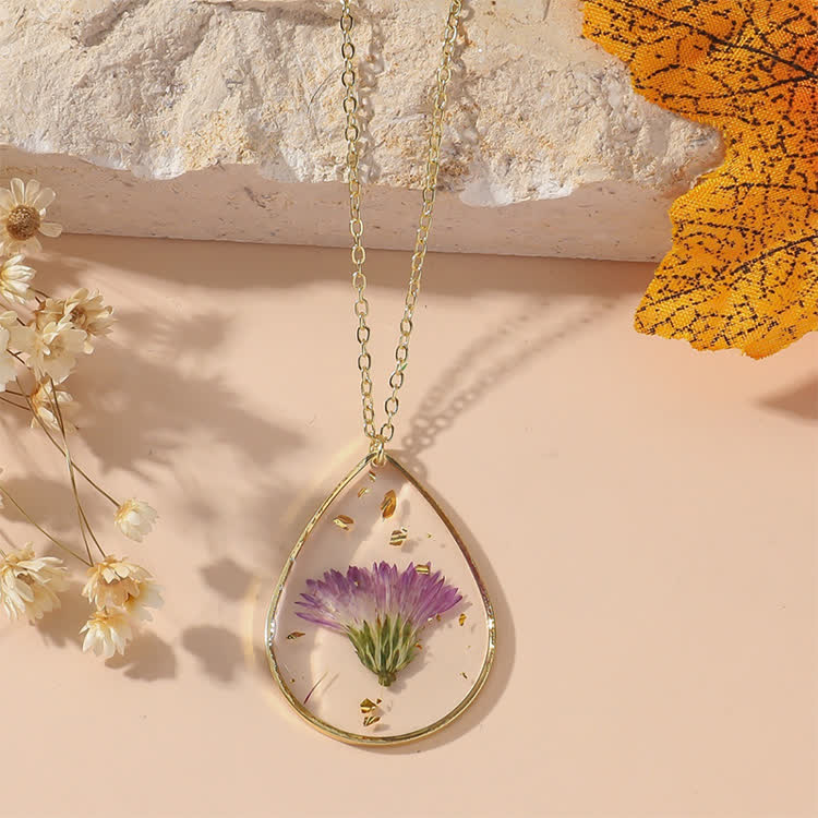 Alzheimer's Forget-me-not Birth Month Flowers Resin Preserved Flower Necklace - 3 - 45cm - image 4