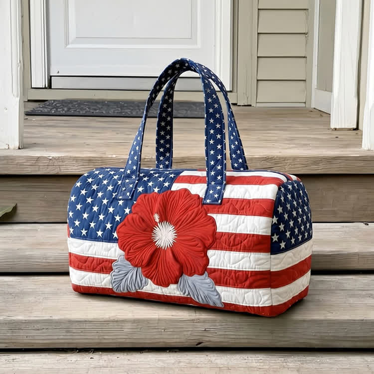 Usa Freedom Blossom Independence Day Pattern Print Quilted Duffle Tote  Bag - image 2