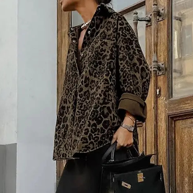 Vintage Leopard Print Classic Button Up Casual Shirt  - image 3