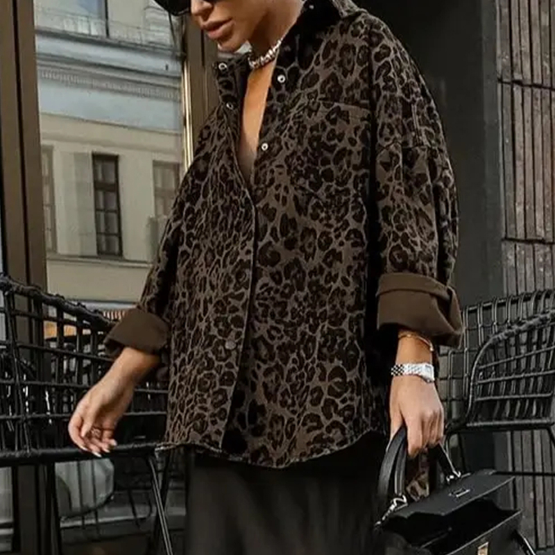Vintage Leopard Print Classic Button Up Casual Shirt  - image 2
