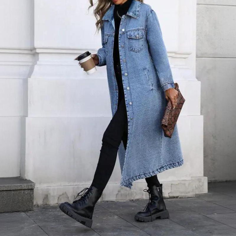 Women's Vintage Button Down Casual Denim Outerwear - image 3
