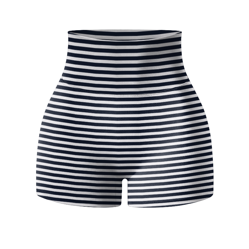 Classic Stripe Seam Detail High Waist Yoga Shorts - image 2