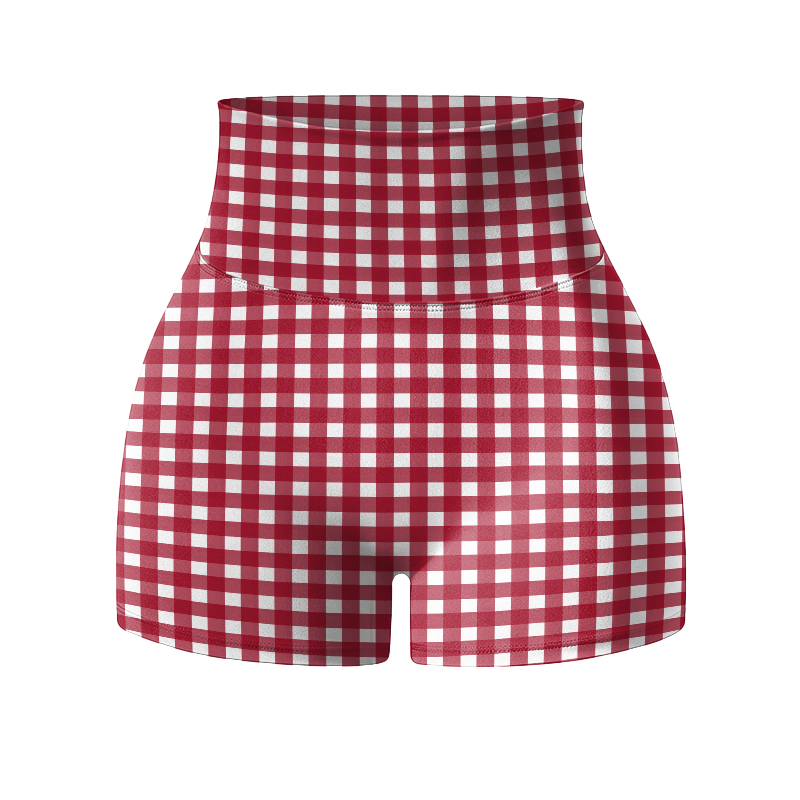 Vintage Gingham High Waist Scrunch Butt Sculpting Yoga Shorts - image 2