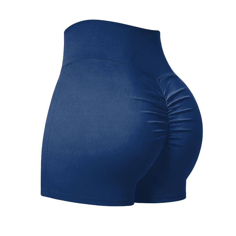 Solid Color Elevate High Waisted Scrunch Lift Active Yoga Shorts - Navy Blue - 4XL - image 4
