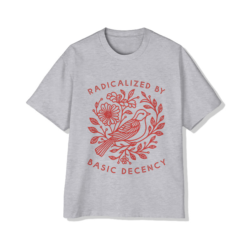 Radicalized By Basic Decency Print Short Sleeved Crew Neck T-shirt - Grey - 2XL - image 3