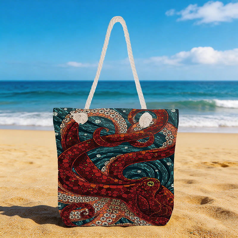 Retro Rope Single-shoulder Tote Bag - octopus-03 - 45*35*12cm - image 10