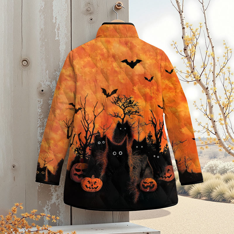 Halloween Black Cat Print Outerwear Jackets - image 2
