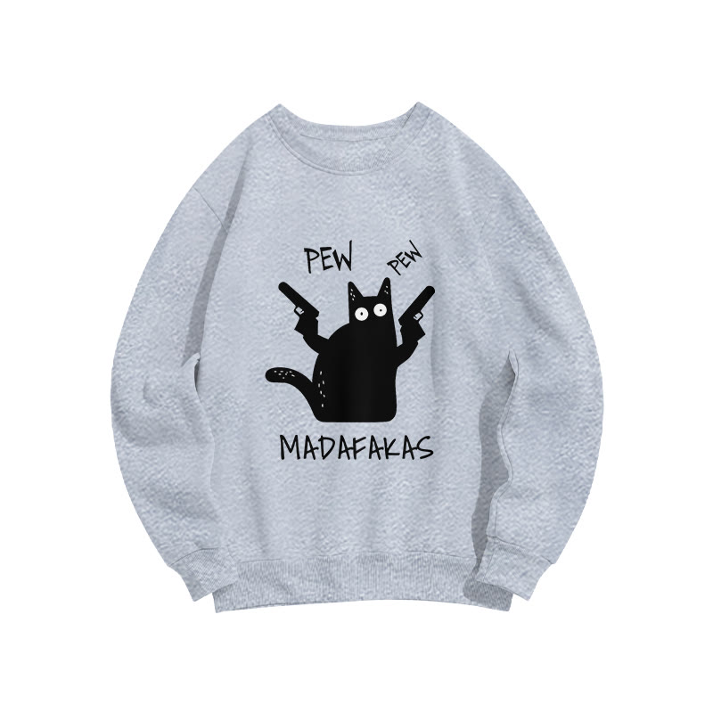 Unisex Fun Cat Print Long Sleeve Crew Neck Sweatshirt - Grey - US16-18(2XL) - image 3
