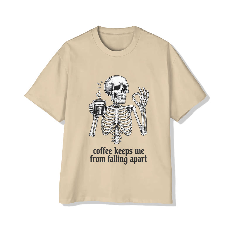 Unisex Coffee Keeps Me From Falling Apart Pattern Short Sleeved Crew Neck T-Shirt - Apricot - 2XL - image 4