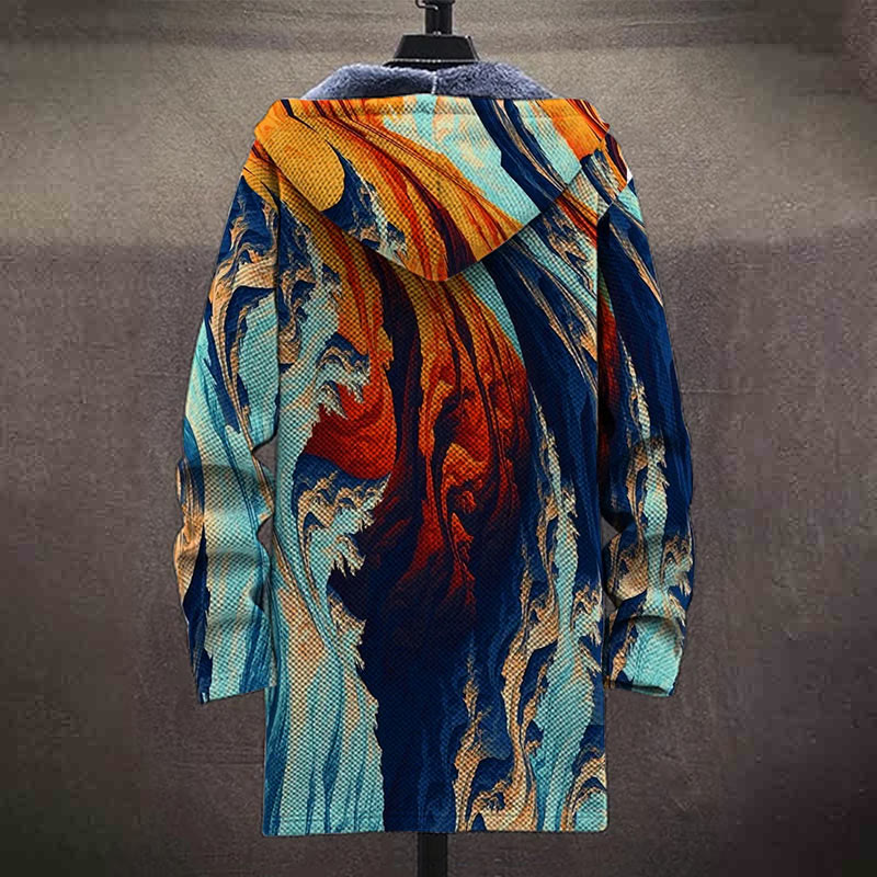Oil Painting Colorful Fluid Art Pattern Print Unisex Plush Thick Long-sleeved Fleece Jacket Coat - image 4