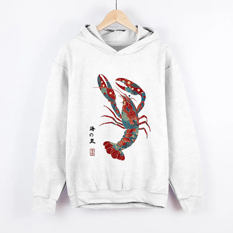 Unisex King Of The Sea Pattern Long Sleeved Hoodie - White - US44-46(8XL) - image 3