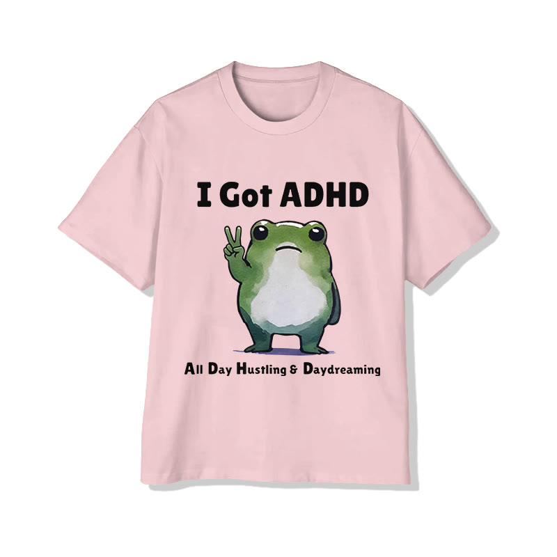 Unisex  Funny  Frog  Print Short Sleeved Crew Neck T-Shirt - Pink - 2XL - image 4