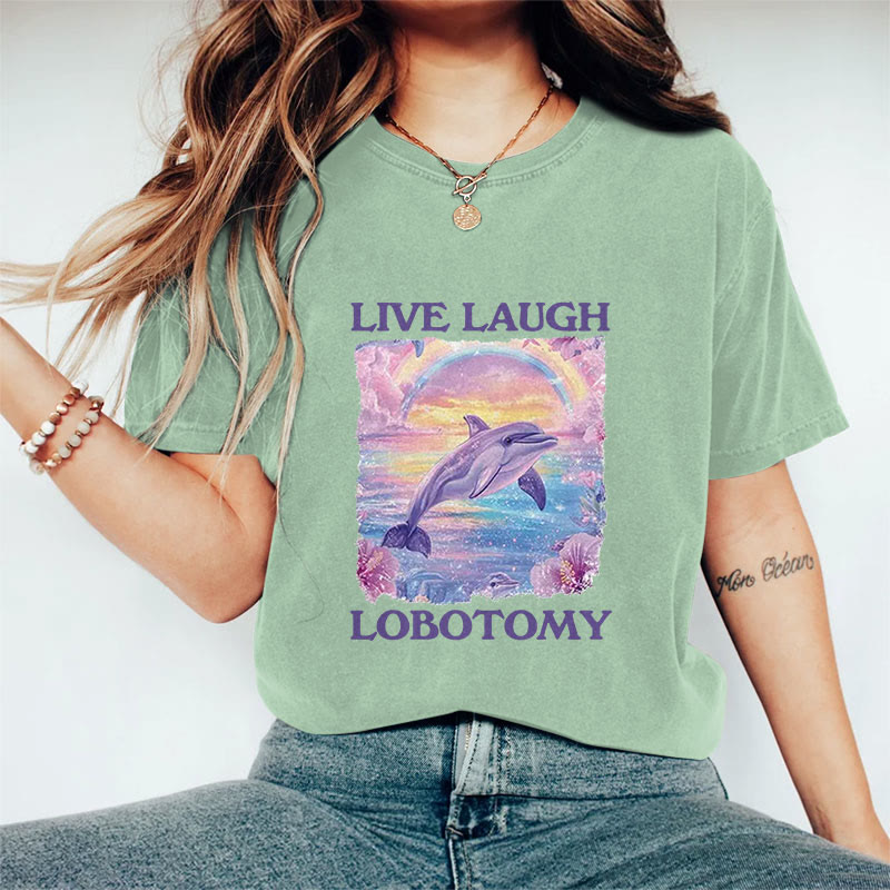 100% Cotton Live Laugh Lobotomy T-shirt - Light Green - 2XL - image 6