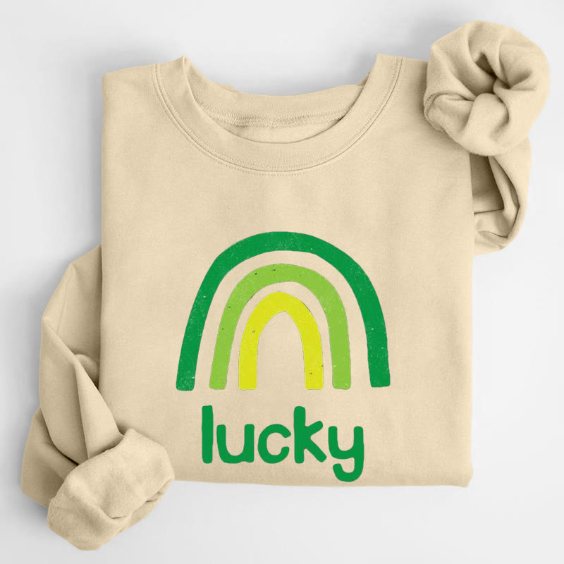 St. Patrick's Day Lucky Rainbow Print Crew Neck Sweatshirt - Apricot - US16-18(2XL) - image 5