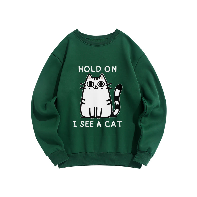 Unisex Fun Slogan Cat Print Long Sleeve Crew Neck Sweatshirt - Green - US16-18(2XL) - image 7