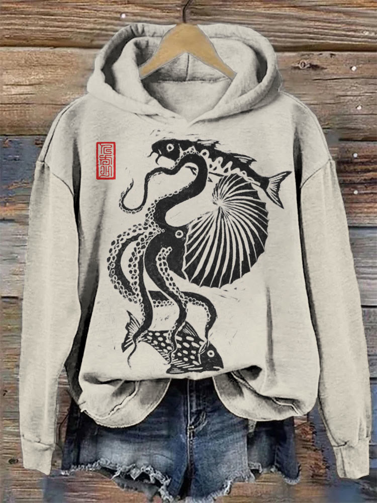 Octopus Engraving Art Print Hoodie