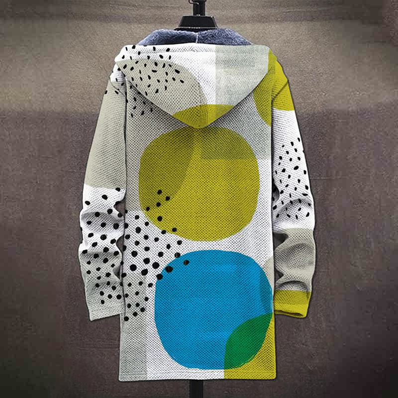 Retro Hand Drawn Geometric Elements Color Block Pattern Print Unisex Plush Thick Long-sleeved Fleece Jacket Coat - image 4