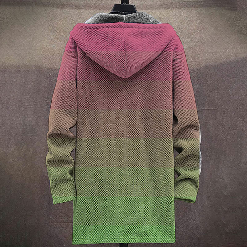 Men's Ombre Pink Gradient Print Unisex Plush Thick Long-sleeved Fleece Jacket Coat - image 4