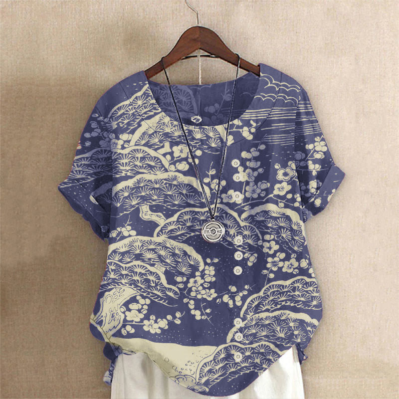 Women's Japanese Art Plum Blossom Art Blouse