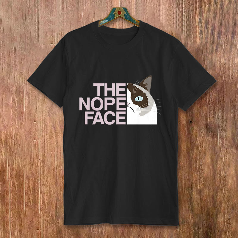 100% Cotton Funny The Nope Face Cat Print T-shirt - Black - 2XL - image 2