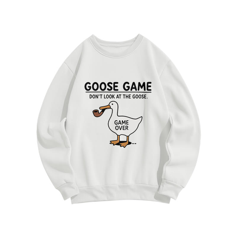 Funny Goose Game Pattern Crew Neck Sweatshirt - White - US16-18(2XL) - image 3