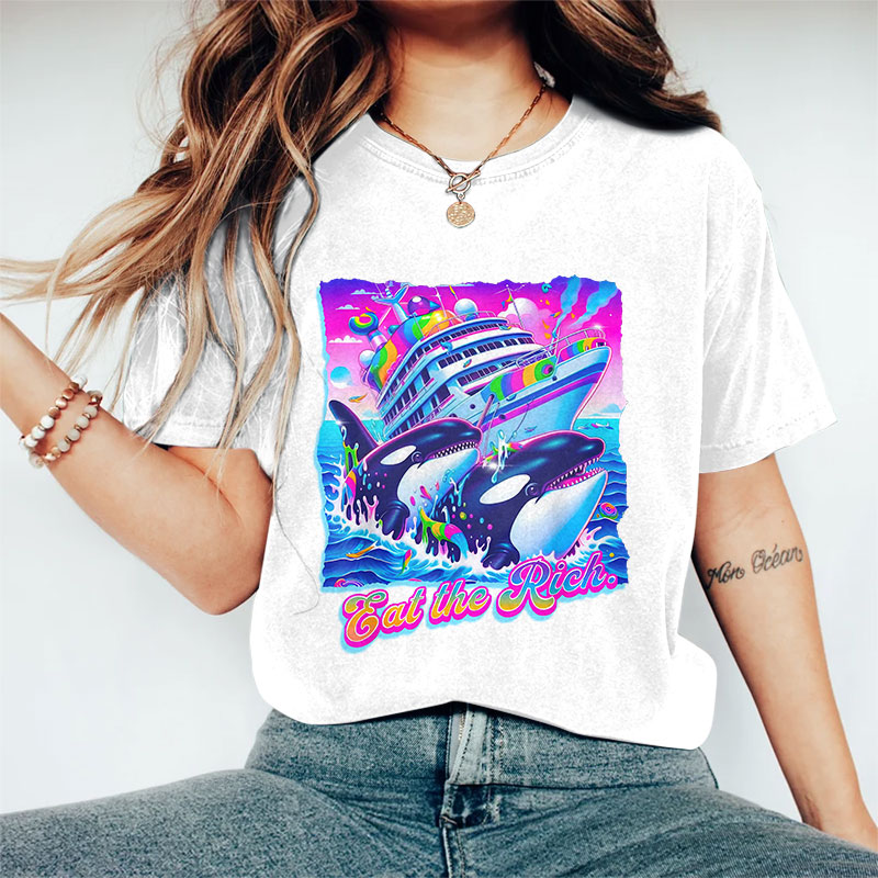 100% Cotton Eat The Rich Whale T-shirt - White - 2XL - image 6