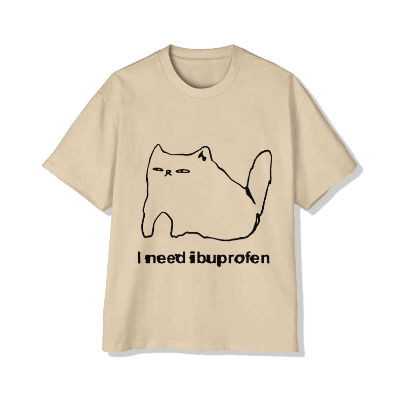 Unisex I Need Ibuprofen Pattern Short Sleeved Crew Neck T-Shirt - Apricot - 2XL - image 3