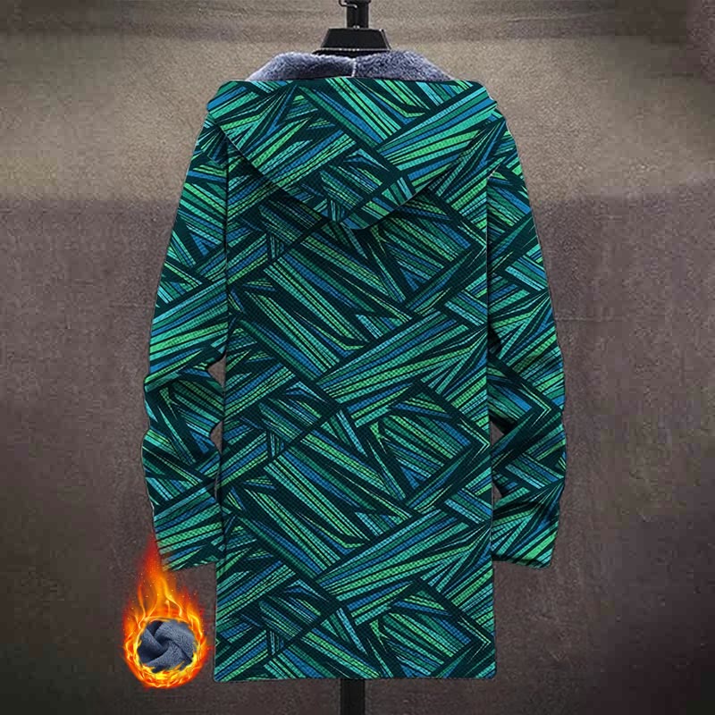 Geometric Elements Stripes Glitter Colorful Lines Print Unisex Plush Thick Long-sleeved Fleece Jacket Coat - image 3