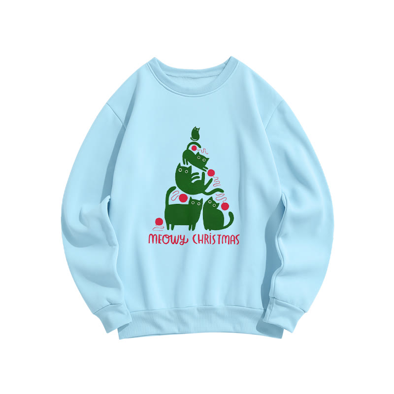 Meowy Christmas Print Crew Neck Sweatshirt - Blue - US16-18(2XL) - image 6