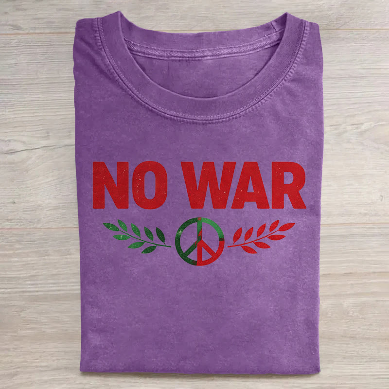 Unisex No War Hippie Peace Sign Pattern Art Print Acid Washed T-shirt - Purple - US20-22(3XL) - image 6