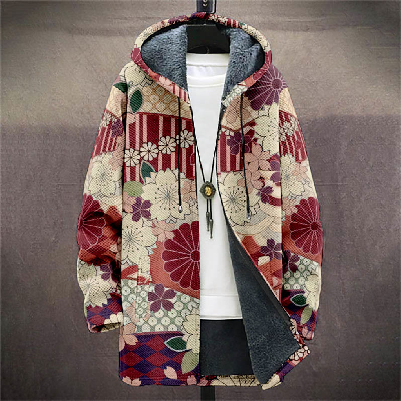 Colorfu Vividl Floral Art Print Unisex Plush Thick Long-sleeved Fleece Jacket Coat - image 2