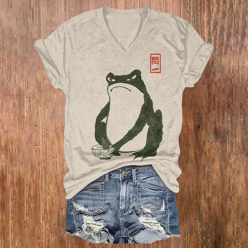 Matcha Frog Art Print T-shirt - Apricot - 5XL - image 1