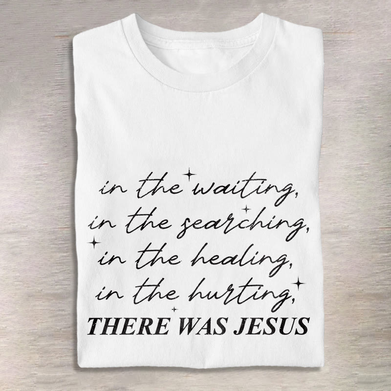 Unisex Christian There Was Jesus Print Three Rabbits Pattern Cotton Print T-shirt - White - US20-22(3XL) - image 3