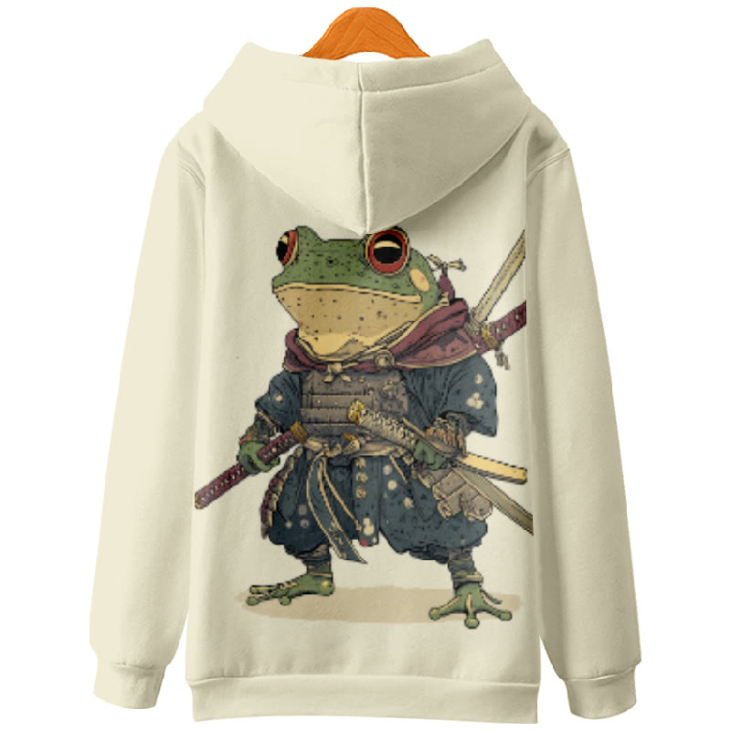 Women's Japanese Creative Samurai Frog Print Long Sleeve Hoodie - image 2