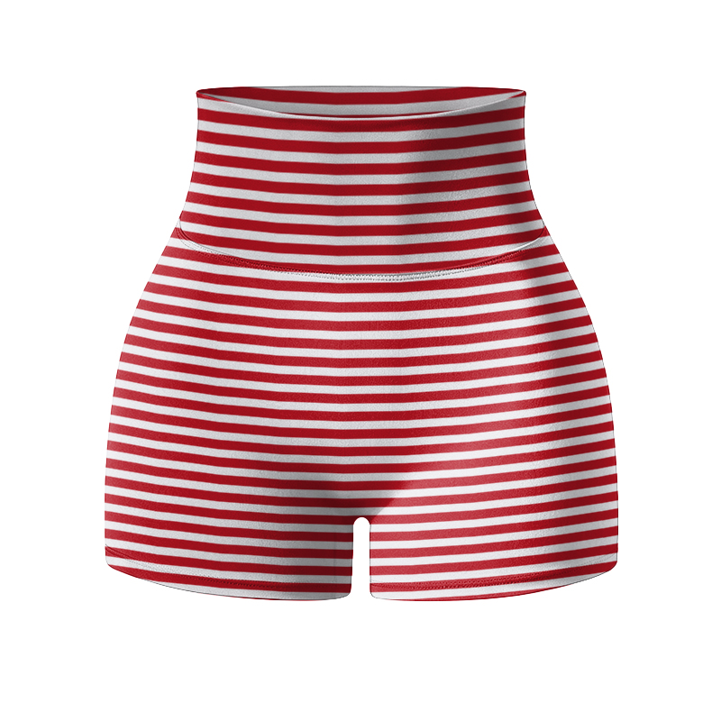 Classic Stripe Seam Detail High Waist Yoga Shorts - image 8