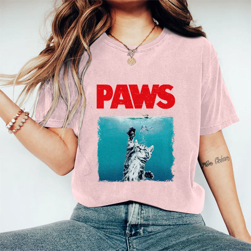 100% Cotton Paws Kitten Jaws Cute Cat Fun T-shirt - Pink - 2XL - image 7