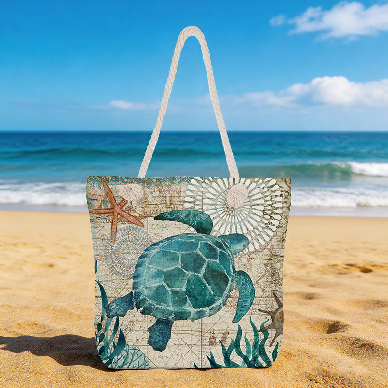 Ocean Rope Tote Bag - Sea Turtle - 45*35*12cm - image 4