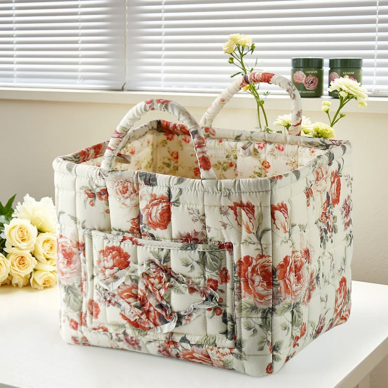 Elegant Floral Pattern Quilted Storage Basket - 2916 - 33*27*28 - image 10