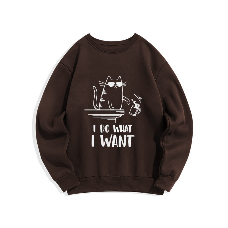 Unisex I Do What I Want Slogan Print Long Sleeve Crew Neck Sweatshirt - Coffee - US16-18(2XL) - image 6