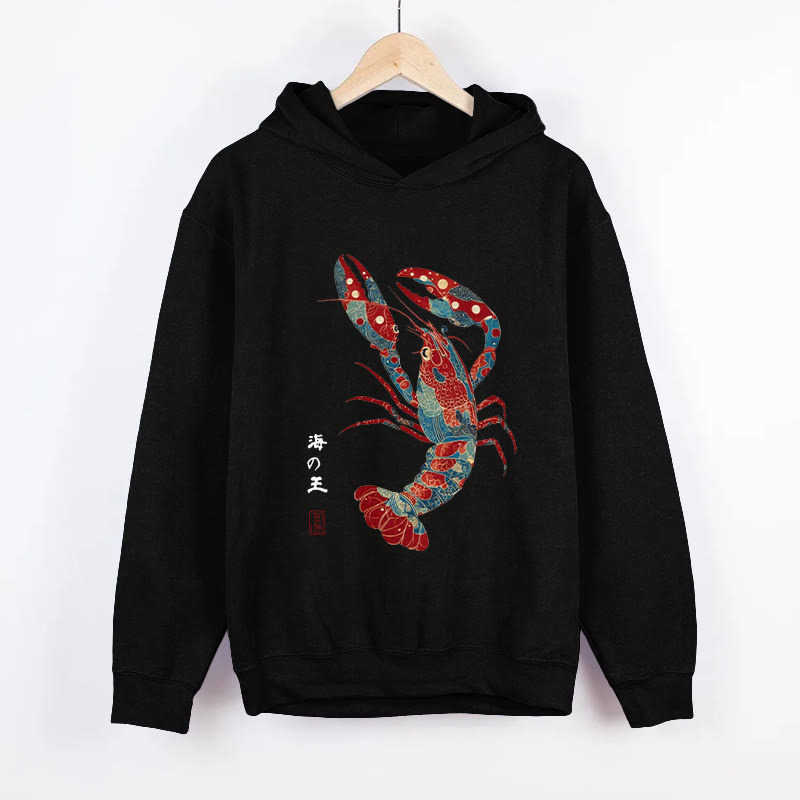 Unisex King Of The Sea Pattern Long Sleeved Hoodie - Black - US44-46(8XL) - image 5