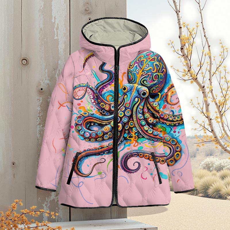Vintage Rainbow Octopus Art Print Zipper Jackets - image 9