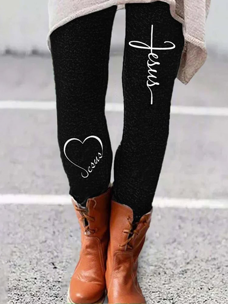 Christian Bible Pattern Print Women Leggings