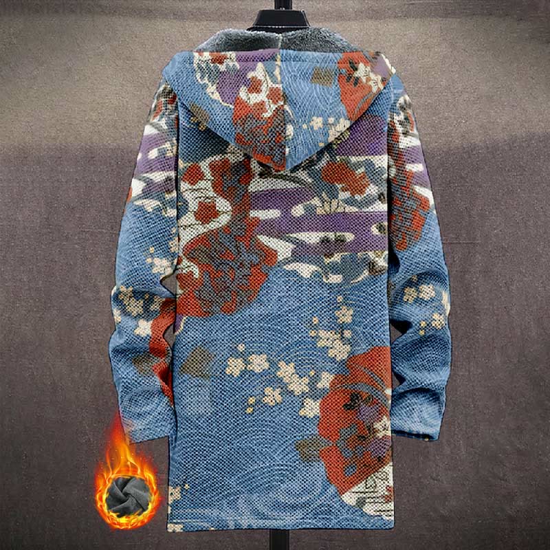 Tranquil Floral Pattern Art Print Unisex Plush Thick Long-sleeved Fleece Jacket Coat - image 3