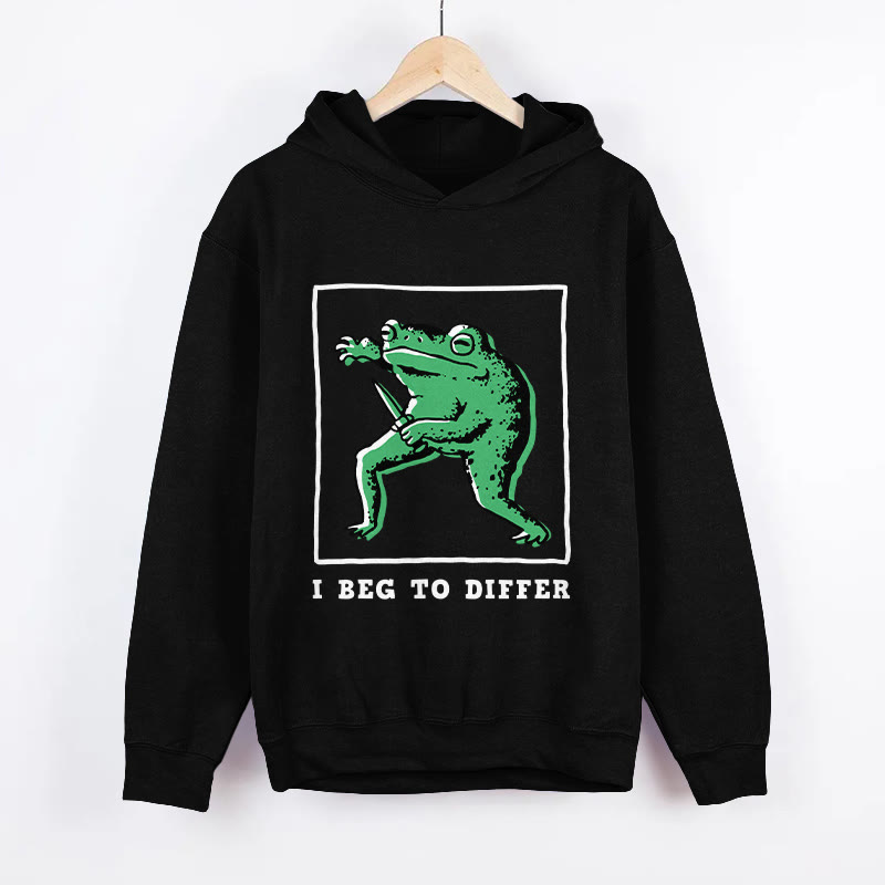 Unisex I Beg To Differ Frog Pattern Long Sleeved Hoodie - Black - US44-46(8XL) - image 5