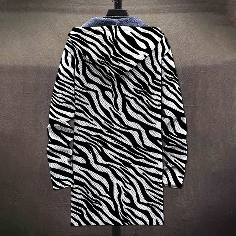 Zebra Stripes Pattern Print Unisex Plush Thick Long-sleeved Fleece Jacket Coat - image 4