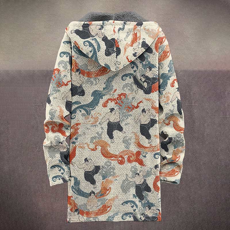 Japanese Mystical Mural Pattern Print Unisex Plush Thick Long-sleeved Fleece Jacket Coat - image 4