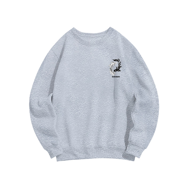 Unisex Ying Yang Koi  Print Long Sleeve Crew Neck Sweatshirt - image 9